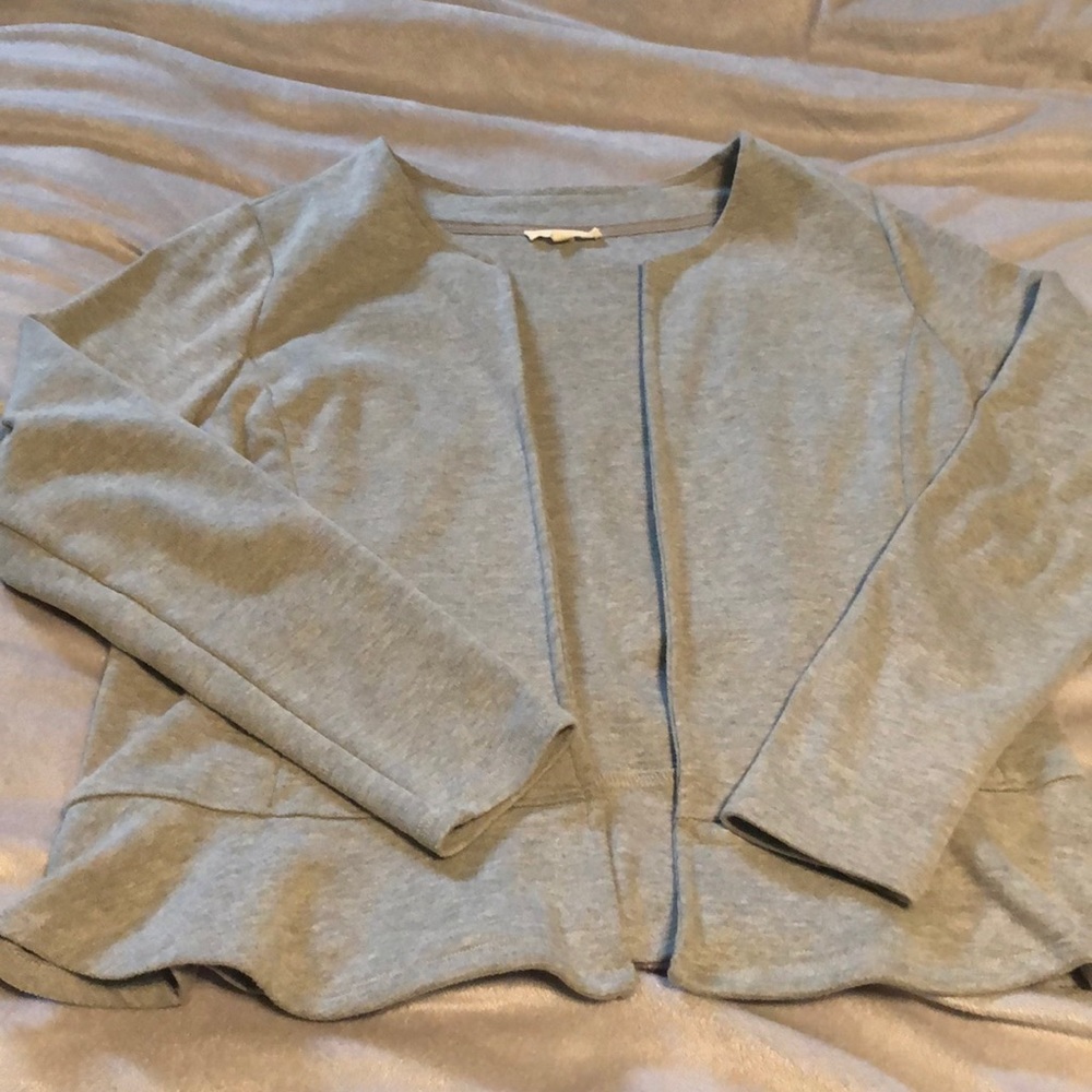 Gray Open Cardigan with Peplum